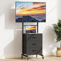 GYIIYUO Rolling TV Stand with 3 Storage Fabric Drawers/Mount/Wheels Small Mobile TV Stand for 32-55 inch TVs Corner TV Cart for BedroomOfficeLiving Room(Black)
