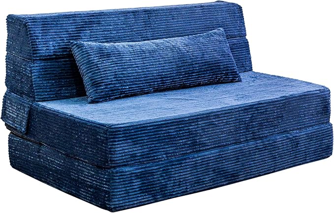 Folding Sofa Bed Convertible Sleeper Chair with Pillow High Density Memory Foam Fold Out Couch Foldable Mattress Futon Sofa for Living Room/Dorm/Guest Use/Apartment/Home Office