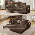 Upgraded 79 High Backrest Sofa Bed with Fixed Frame Corduroy Fabric Convertible Couch for Small Spaces Removable Armrests &amp Backrest No Assembly Required (High Backrest Brown) | Convertible So