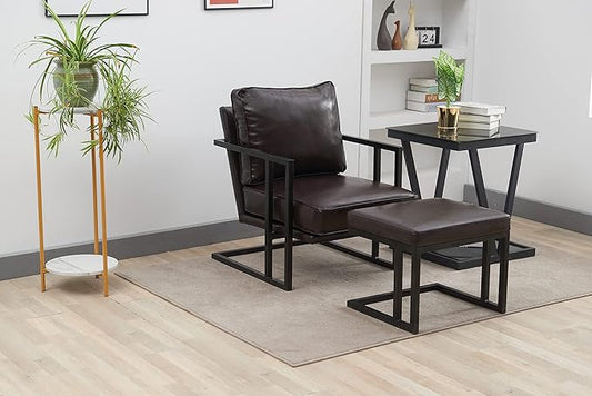 Recliner Sofa Chair PU Leather Living Room Chair Modern Style Soft and Comfortable Lounge Chair with Stool