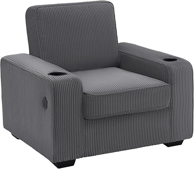 VanAcc Sofa Comfy Couch- Deep Seat Sofa Modern Couch with Cup Holders &amp USB Charging Ports Sofa Chair for Living Room(Ash Grey Corduroy)