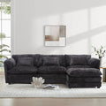 Modern 112 L Shaped Sectional Sofa Cloud CouchChenille Comfy Boucle Modular Sleeper Sofa Upholstery Sofa with Ottoman &amp Memory Foam for Living Room Black