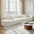 141.75 Modern Curved Compressed Sofa All-Foam Cloud Couches with 4 Pillows No Assembly Required Boneless Sectional Sofas Large Floor Couch for Living Room Ivory