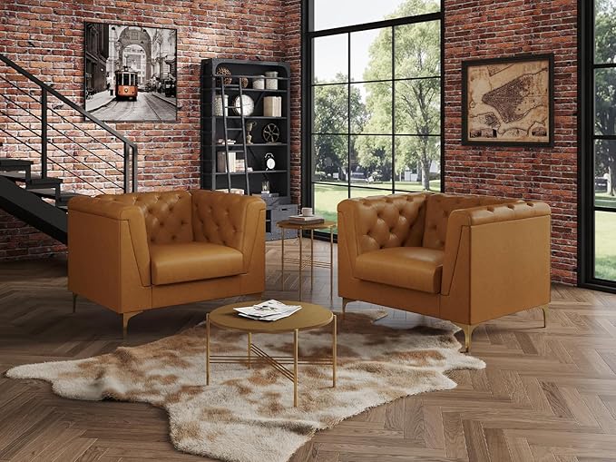 40 Mid-Century Modern Sofa ChairAccent Chair with Deep Seat with Armrests Easy Installation Comfy Armchair for Living Room Apartment Brown