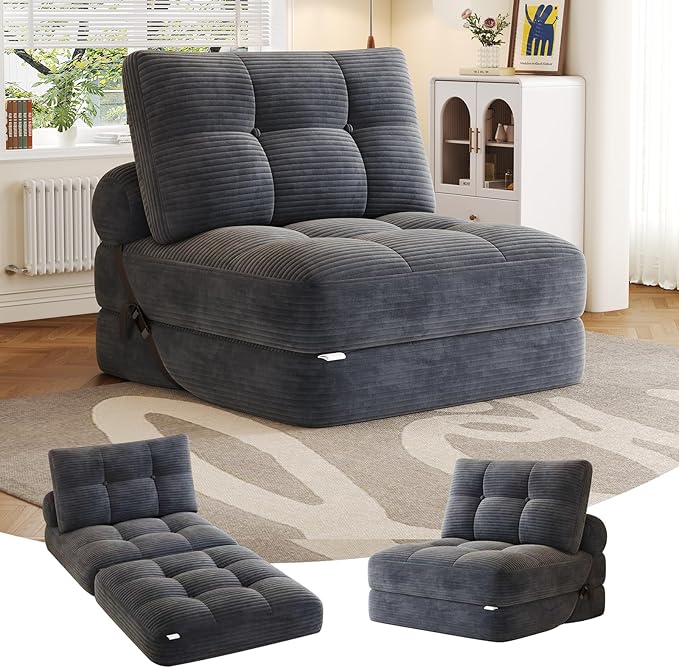 Folding Sofa Bed Convertible Sleeper Chair with Pillow Foldable Mattress with Back Support