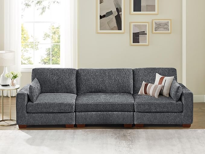 VANOMi Large Modular Sectional Sofa Oversized Couch with Charging Station Cloud Couch Deep Seat Sofa with Thick Cushion Convertible Sectional Couches for Living Room Office Apartment