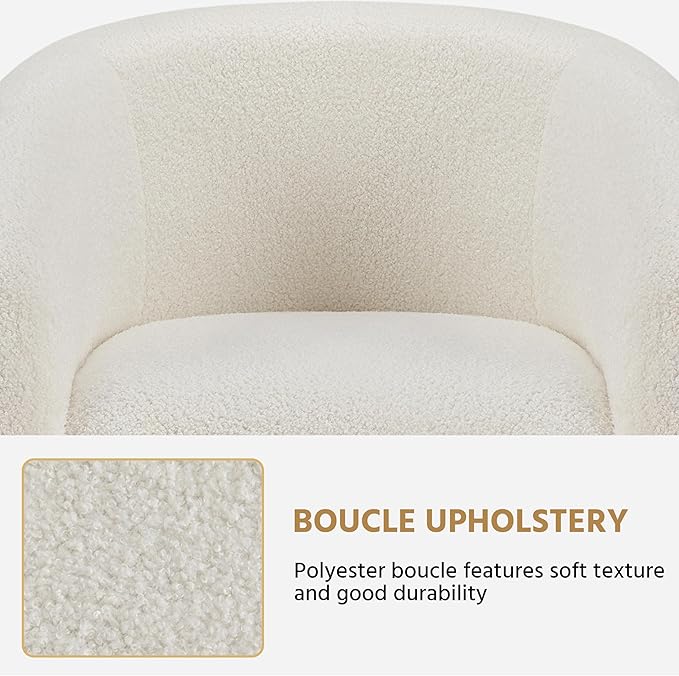 Yaheetech Barrel Chairs Furry Accent Chairs with Soft Padded Armrest for Living Room Bedroom Waiting Room Office Set of 2 Ivory