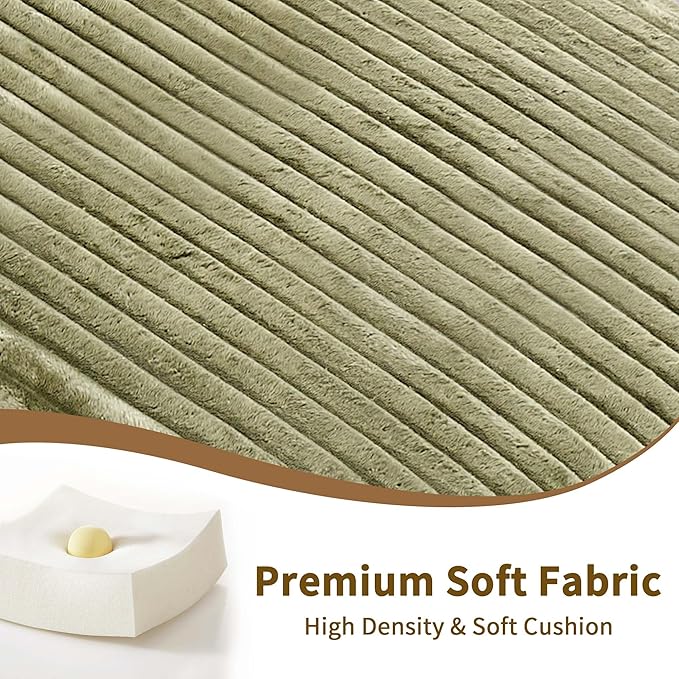Modern Corduroy Fabric Sofa Bed Futon3 in 1 Convertible Pullout Bed Sleeper Couches with 3 Reclining BackrestsSmall Sofa Chair Bed for Living Room Bedroom (Green)