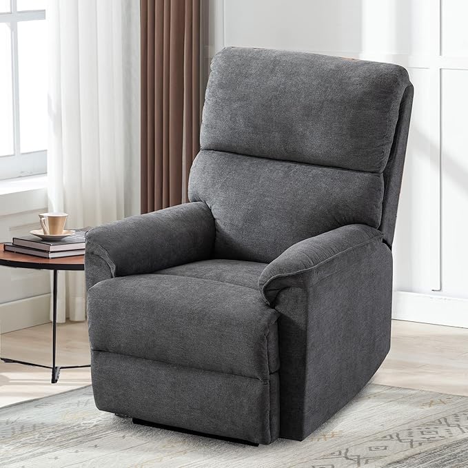EBELLO Power Recliner Chair Electric Recliner Breathable Fabric Single Overstuffed Recliner Sofa Chair with USB Charge Port for Elderly Living Room Bedroom Gray Power Gray