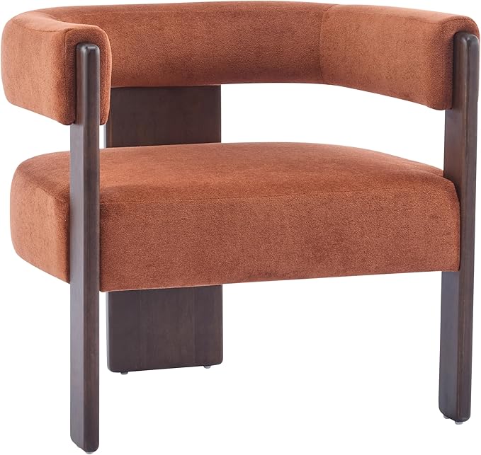 Christopher Knight Home Nettie Modern Accent Chair for Living Room Velvet Fabric Single Lounge Sofa Chair with Wooden Frame Comfy Reading Chair for Bedroom Lounge Armchair with CushionBurnt Orange