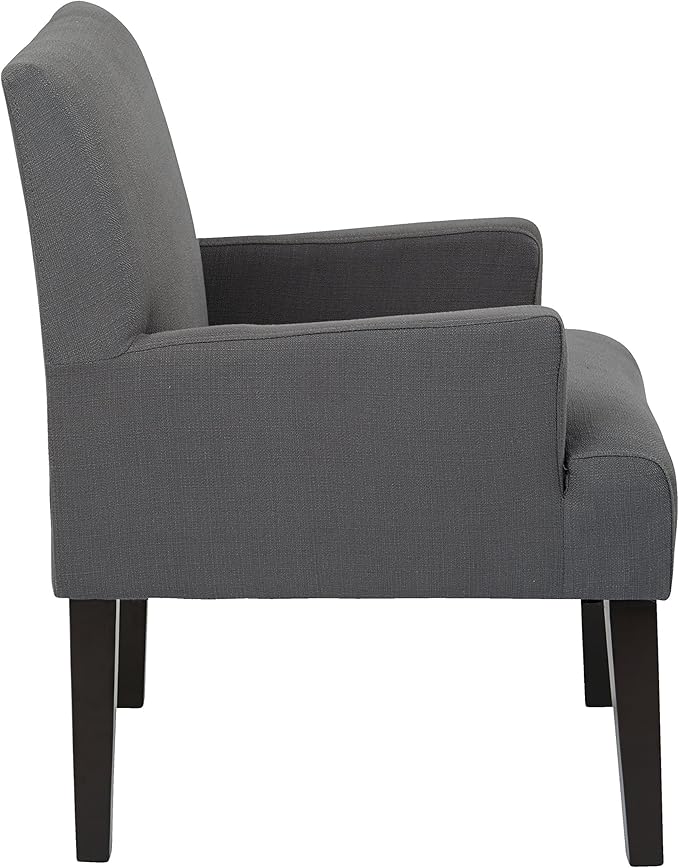 OSP Home Furnishings Main Street Upholstered Guest Chair with Espresso Finish Accents Woven Charcoal Fabric