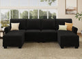 HONBAY Convertible Sectional Sofa with Storage U Shaped Sectional Couch with Reversible Chaise Small Sectional Couches for Living RoomMid Black