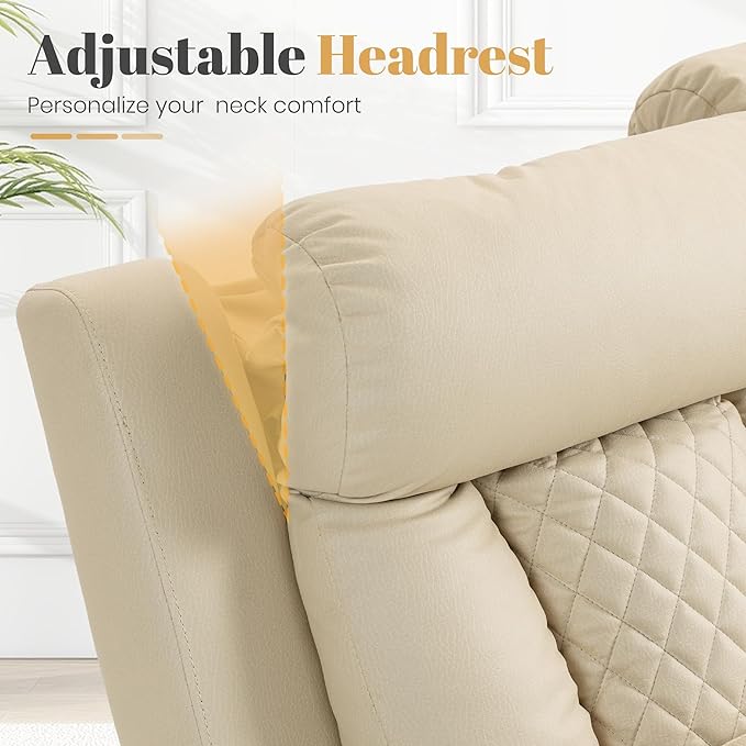 3-Seater Power Recliner Sofa with Adjustable Headrest Zero Wall Hugger Electric Reclining Couch Drop-Down Console with AC Outlets/USB/Type-C 2 Lumbar Pillows &amp Side Pockets