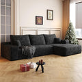 108’’Cloud Couch Sectional with L-Shape Chaise Modern Modular Sectional Sofa Boneless Couch with Deep Seat Modern Upholstered Couches for Living Room (Black 108''W Right Facing Chaise)