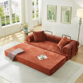 78.5W Convertible Folding Sofa Bed Corduroy Upholstered Queen Size Foam Floor Couch with Fixed-Shaped Frame Loveseat Sleeper Compression Sofa Foldable Mattress for Living Room Bedroom(Orange)