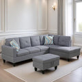 FONTOI L Shaped Sectional Couch Sofa Modern Couches for Living Room Comfy 4 Seat Modular Sectional Sofa with Ottoman Storage for Bedroom Apartment Gray