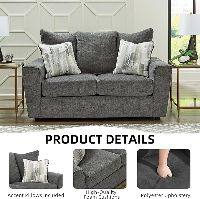 Signature Design by Ashley Stairatt Casual Loveseat with Flared Arms Gray