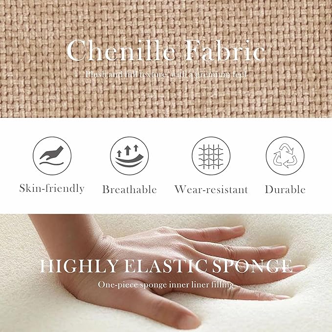 Aoiy &amp Wifon 43.9'' W Oversized Accent Chair Upholstered Mid-Century Reading Chair Comfy Oversized Lounge Chair for Living Room &amp Bedroom Chenille Wheat