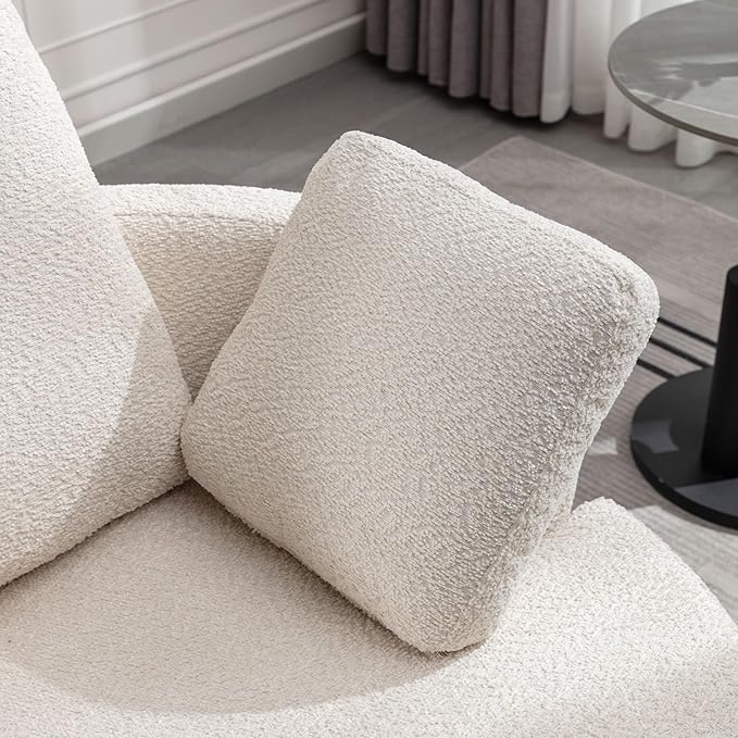 Oversize Round Swivel Chair Cozy Club 360 Degrees Swivel Sofa with 3 Pillows Chenille Fabric for Living Room Lounge Hotel Bedroom 40.2D X 42.1W X 34.3H Inches (Beige)