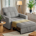 JUMMICO Sleeper Chair 3-in-1 Convertible Sleeper Sofa Bed for Adults Linen Fabric Pull Out Chair Bed with Adjustable Backrest Couches for Living Room Apartment Office Small Space (Light Gray)
