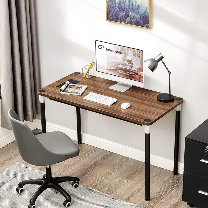 GreenForest Computer Desk 47 Home Office Writing Small Desk Modern Simple PC Table Sturdy Workstation Walnut