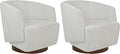 MINCETA Accent ChairModern Swivel Chairs for Living Room and Bedroom Reading with Wood BaseSet of 2Performance Fabric in Ivory