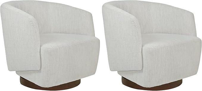 MINCETA Accent ChairModern Swivel Chairs for Living Room and Bedroom Reading with Wood BaseSet of 2Performance Fabric in Ivory
