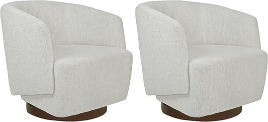 MINCETA Accent ChairModern Swivel Chairs for Living Room and Bedroom Reading with Wood BaseSet of 2Performance Fabric in Ivory