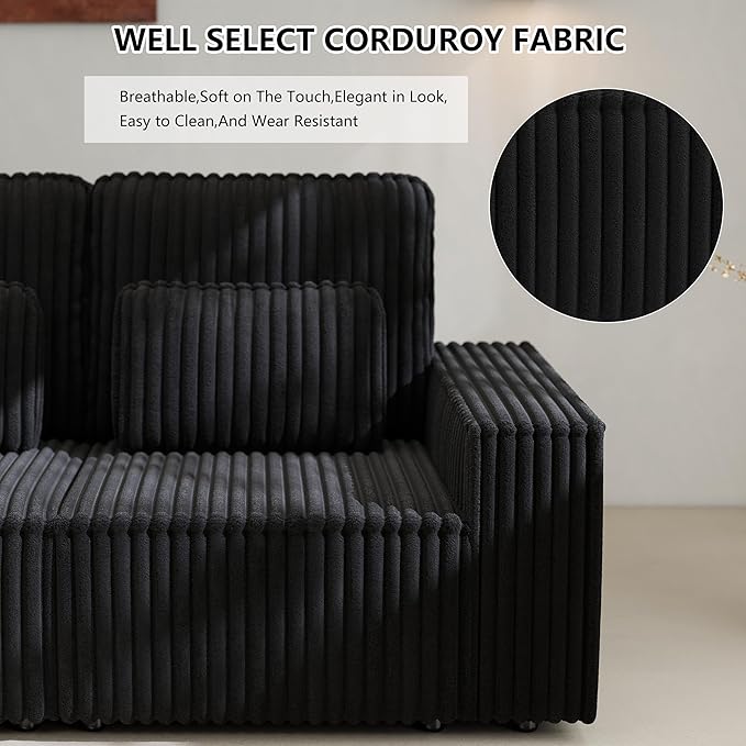 mikibama 2PC Corduroy Sofa Couch with Chair Set for Living RoomModern 2 Piece Loveseat Sofa and Armchair SetDeep Seat 2 Seater Couch with Accent Chair for OfficeApartment