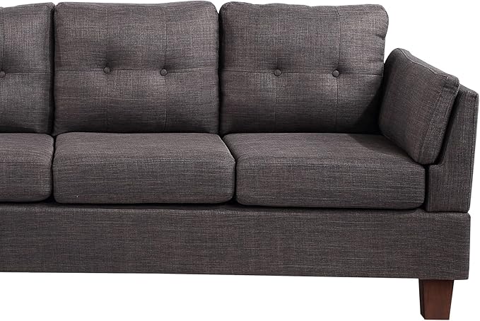 Lilola Home Dalia 97 W Dark Gray Linen Modern Sectional Sofa with Left Facing Chaise