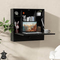 Wall Mounted Desk Floating Laptop Computer Desk Folding Wall Table with Storage Drawer and Shelves Space Saving Hanging Drop Leaf Table for Small Spaces (Black)