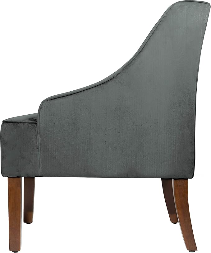 Homepop Home Decor Upholstered Classic Swoop Arm Accent Chair Accent Chairs for Living Room &amp Bedroom Decorative Home Furniture Dark Grey