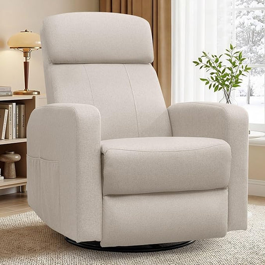 Power Swivel Recliner Chairs for Adults Electric Glider Rocking Chair Nursery Glider Recliner Nursery Chair with Classified Side Pocket Nursery Rocking Chairs with USB and Type-C Ports