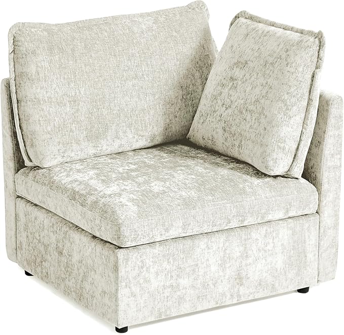 Corner Seat Module for Olar Oversized Modular Sectional Sofa Extra Deep and Wide Cloud Couch Cushion Covers Removable Freely Combined with Other Modules by U-connectors Chenille White