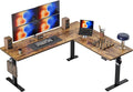 TIQLAB 75 x 61 inch L Shaped Standing Desk Adjustable Height Electric Corner Standing Desk Sit Stand Computer Table with Splice Board Rustic Brown