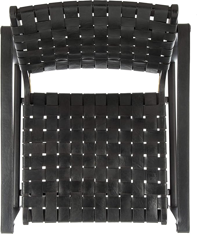 Safavieh Couture Dilan Black Woven Leather Safari Chair