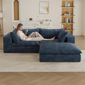 78.7 L Shaped Modular Sectional Sofa Cloud Couch with OttomanPlush Corduroy Couches for ApartmentNo Assembly RequiredBlue
