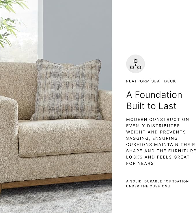 Signature Design by Ashley Parklynn Classic Upholstered Oversized Chair with 1 Accent Pillow Beige