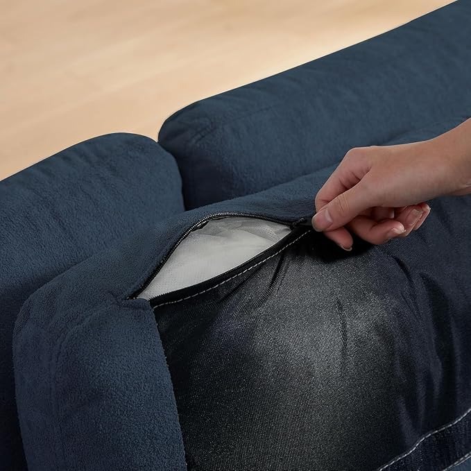 Convertible Sectional Sofa Couch 102 L Shaped Couch with Back Cushions Modern Upholstered Fabric 6-Seat Reversible Sofa Set for Living Room Apartment Office Blue