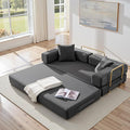 Folding Sofa Bed Convertible Sleeper Sofa Bed with Gold Fixed-Shape Frame Corduroy Floor Couch Lazy Compression Sofa for Living Room Bedroom Home Theater Grey