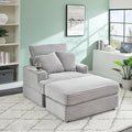 Chaise Lounge Chair Indoor 39 W Plush Corduroy Oversized Chair with Ottoman Upholstered Cozy Chaise with Cup Holder Modern Deep Seat Comfy Sofa Armchair for Living Room Bedroom(Grey)