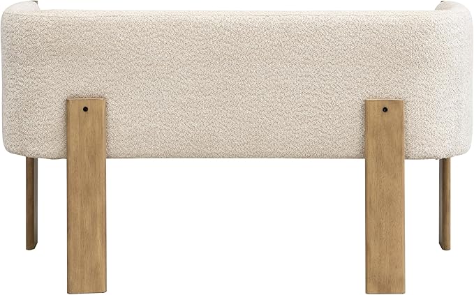 Christopher Knight Home Zudan Modern Boucle Upholstered Loveseat Sofa with Rubberwood Frame Comfy 2-Seater Sofa Couch and Flat-Panel Legs Love Seat Couches for Living Room Almond + Natural Ash