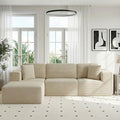 106 Boneless Sectional Couch with High-Density Foam Modern Frameless Floor Couch with Ottoman 3 Seater Cloud Modular Sofa with Chaise for Livingroom Cream Beige