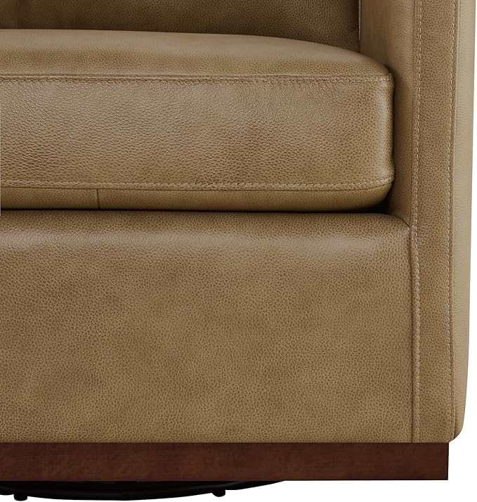 CHITA Genuine Leather Swivel Accent Chair FSC Certified Mid Century Modern Arm Chair for Living Room and Bedroom Fully Assembled Mocha