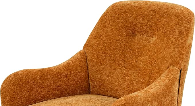 Chenille Armchair Modern Style Accent Chair with Wood Legs Comfy Design for Living Room Bedroom Office Orange