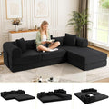 106.3 L Shape Convertible Sleeper Sofa Bed Oversized Modular Sectional Cloud Sofa with Fixed-Shape Frame &amp Storage Pocket Boneless Couch for Living Room No Assembly Required Black
