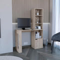 Writing Desk Computer Desk with Bookcase and Cabinet Interlocking Mechanism Easy Assembly for Home Office Light Gray