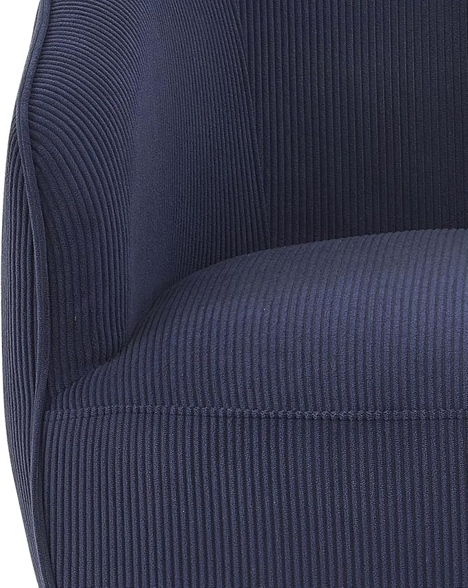 Modern Corduroy Accent Chair with Gold Metal Legs Channel Back Design and Soft Upholstery Comfortable Seating for Living Room Bedroom or Office Blue