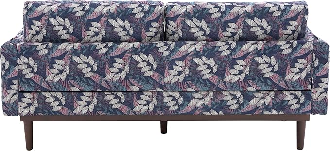 Christopher Knight Home Brena Modern Fabric Upholstered Loveseat Sofa Wooden 2 Seater Sofa Couch with Deep Seat Comfy Cloud Couch for Living Room Bedroom Home Office Blue+White