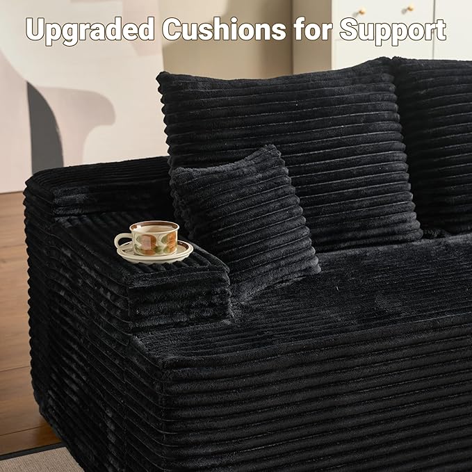 96 Cloud Sectional Couches for Living RoomL Shaped Boneless Couch with Comfy ChaiseModular Sofa with Deep Seat No Assembly RequiredBlack | Tool Free Assembly